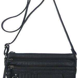 Fashionable Vegan Crossbody Purse with Triple Pockets and Adjustable Strap